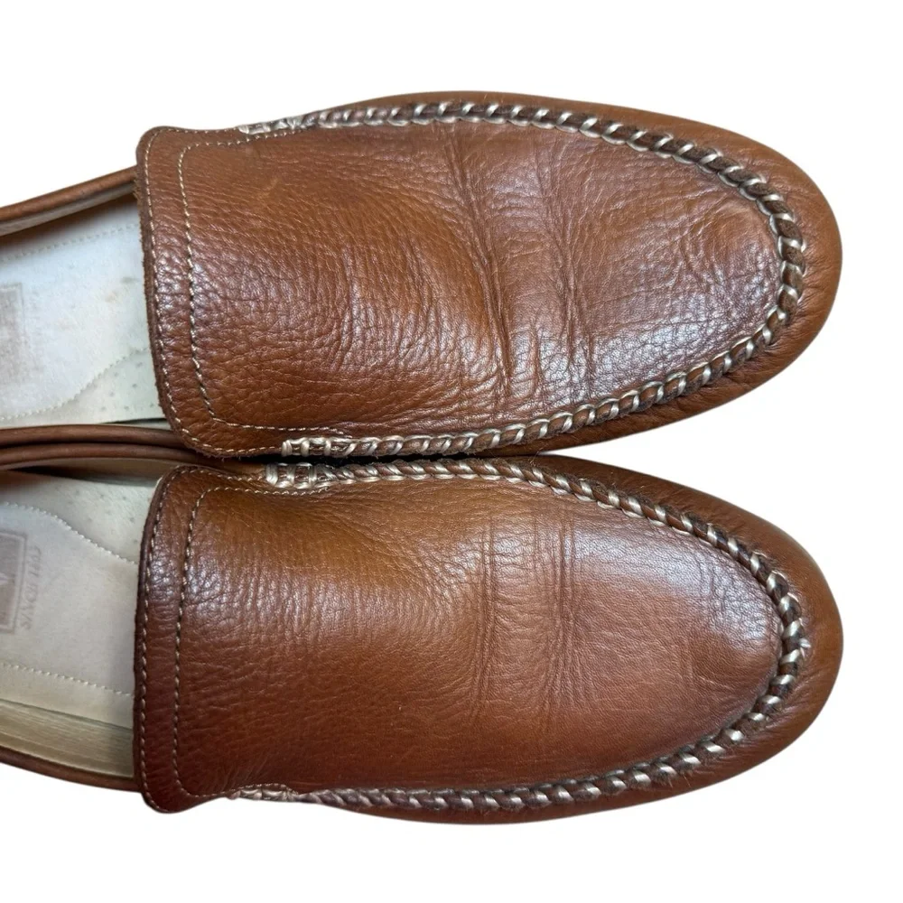 FRYE Brown Leather Moccasin Slip-Ons Driving Loafers Men’s Shoes - US Size 12 - Picture 6 of 14